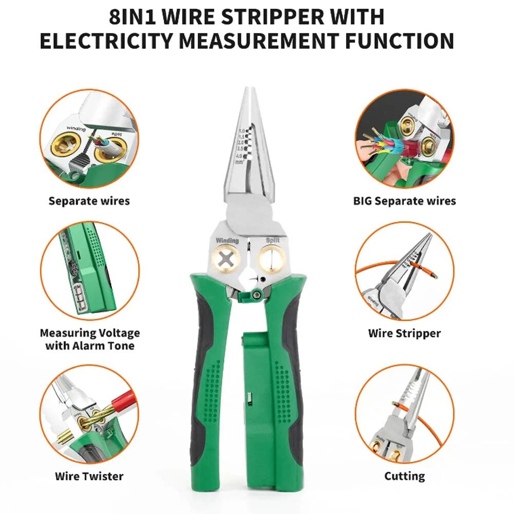 8 in 1 Wire Stripper Twister for Cutting and Pulling Wires Cable Scissors
