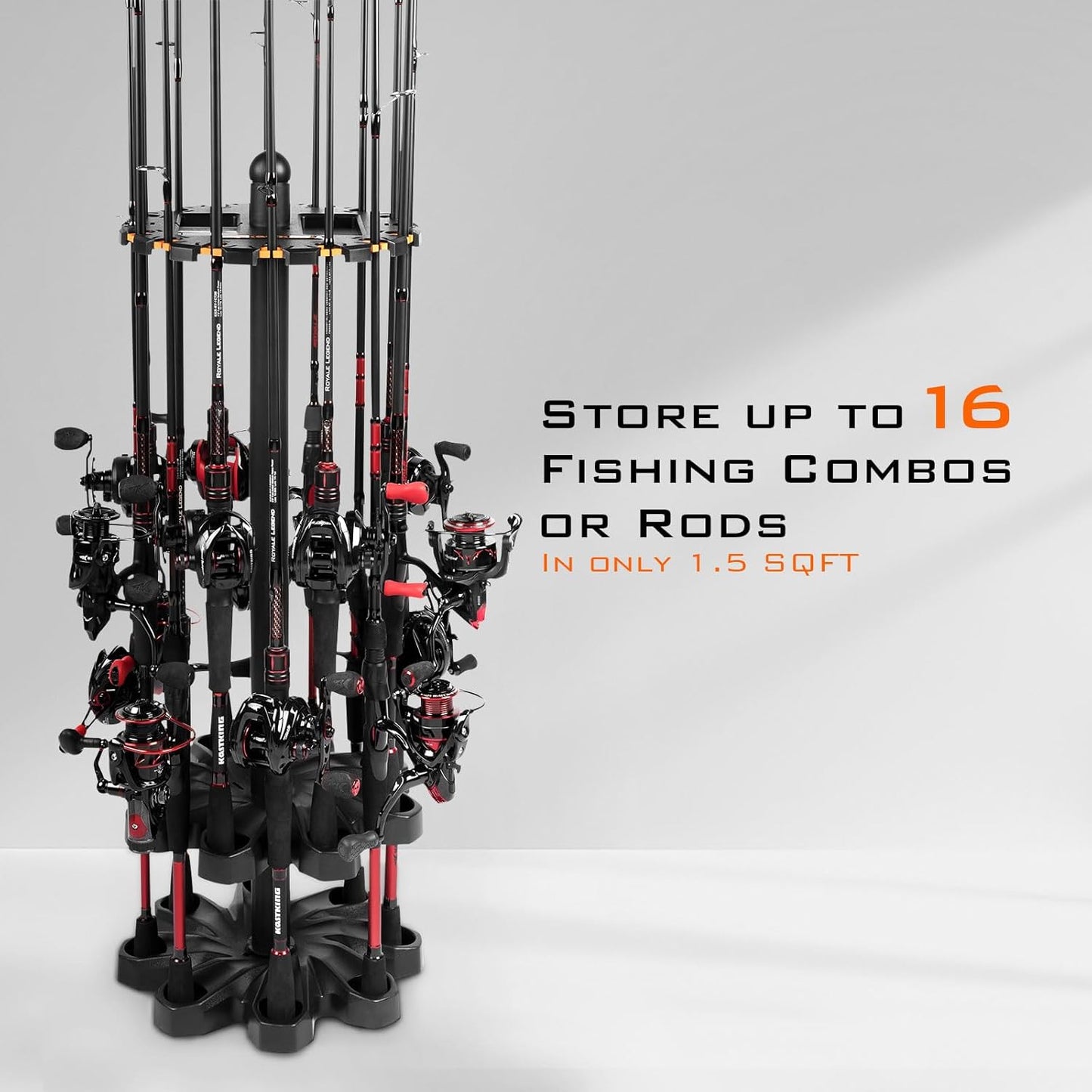 Pro Angler’s Gear Station-V16 Fishing Rod Rack With Rotating Base