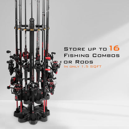 Pro Angler’s Gear Station-V16 Fishing Rod Rack With Rotating Base