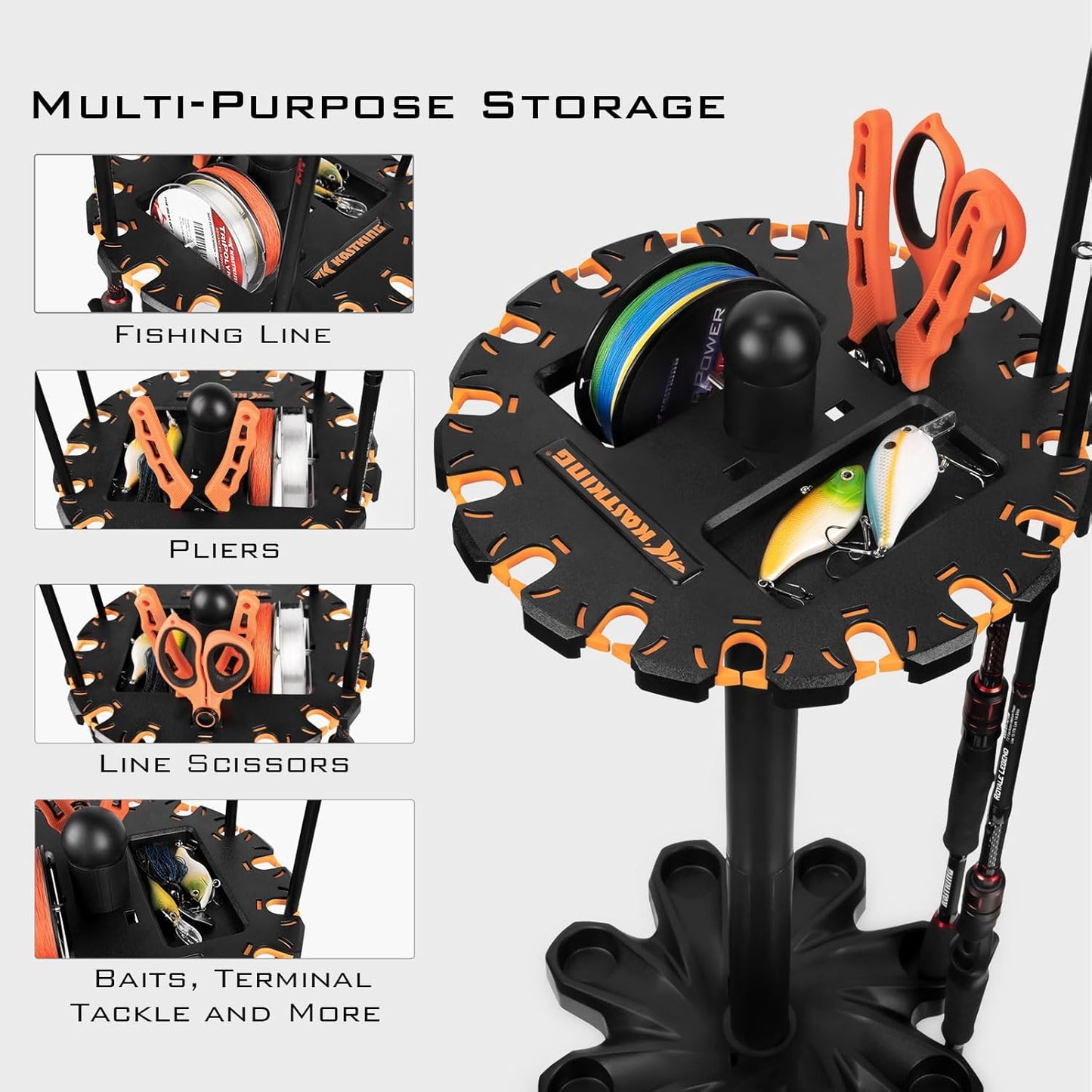 Pro Angler’s Gear Station-V16 Fishing Rod Rack With Rotating Base