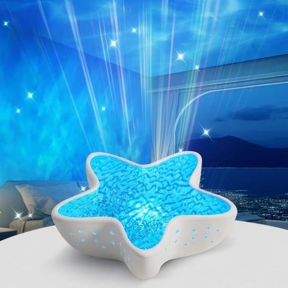 Ocean Wave Projector Light, 7 Colors Rechargeable Starfish Night Light for Kids