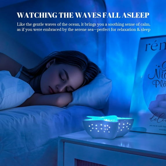 Ocean Wave Projector Light, 7 Colors Rechargeable Starfish Night Light for Kids